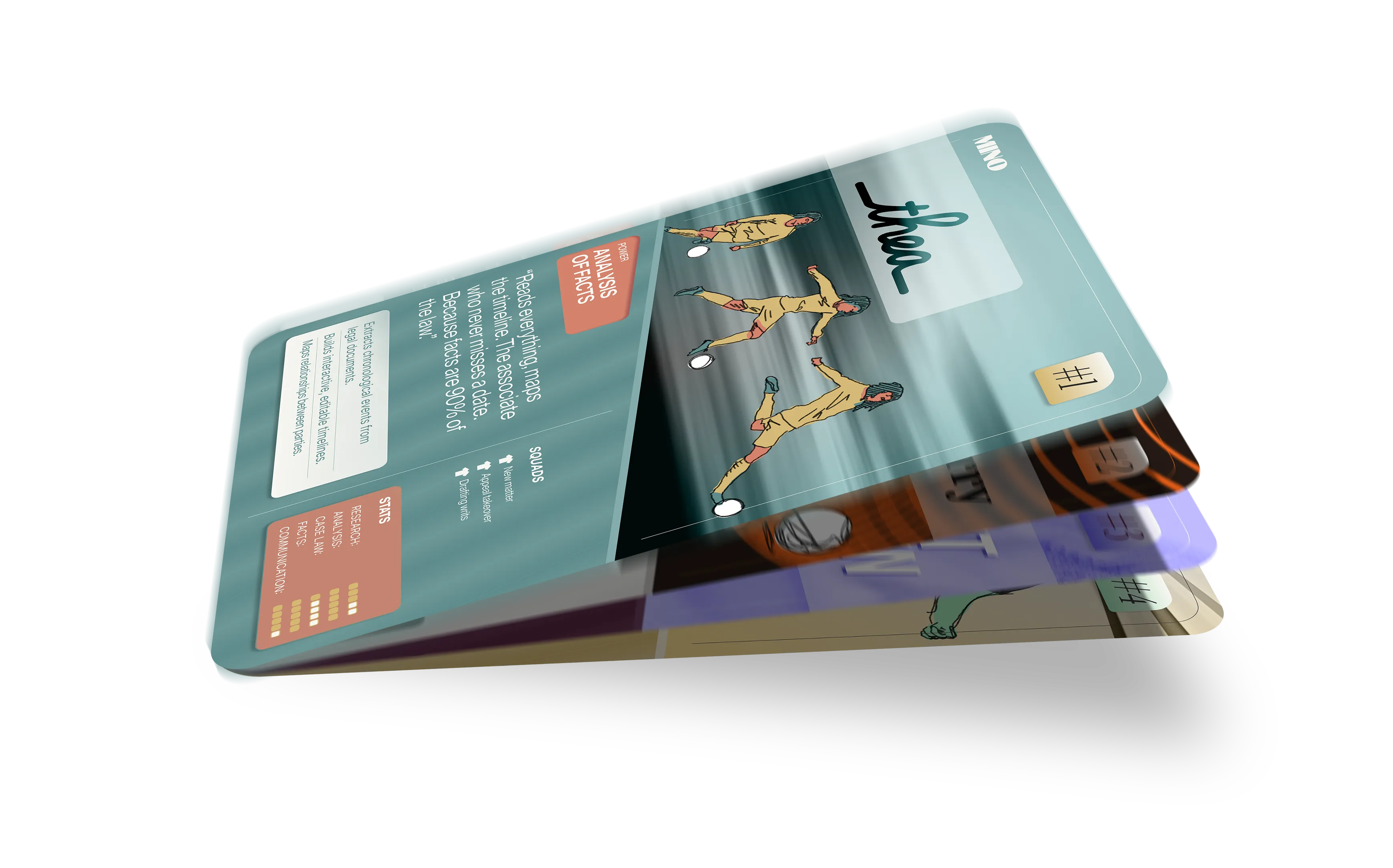 Mino agent cards fanned out like trading cards