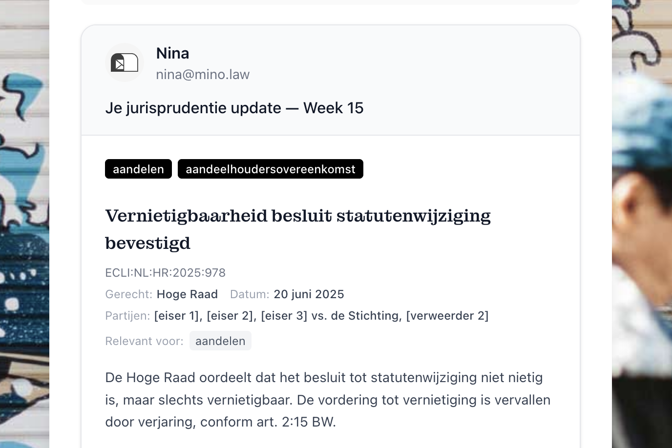 Nina — Case Law Monitoring