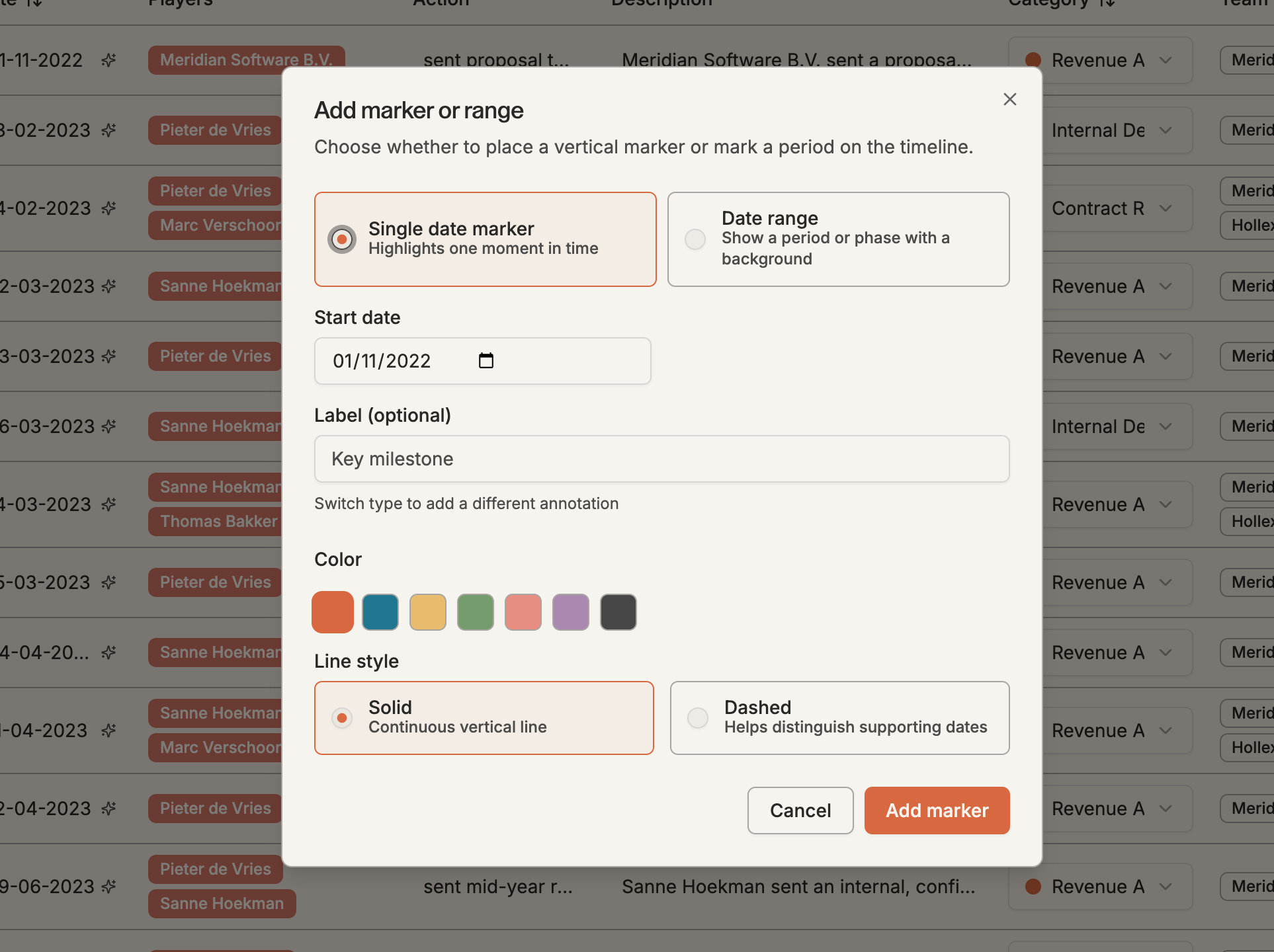 Editing the timeline