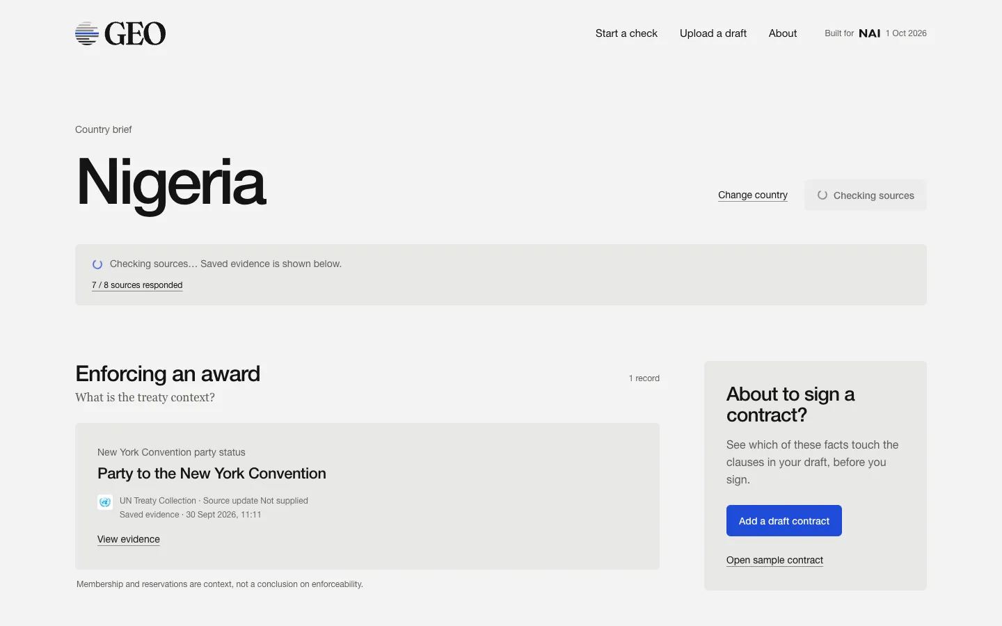The country brief for Nigeria in GEO